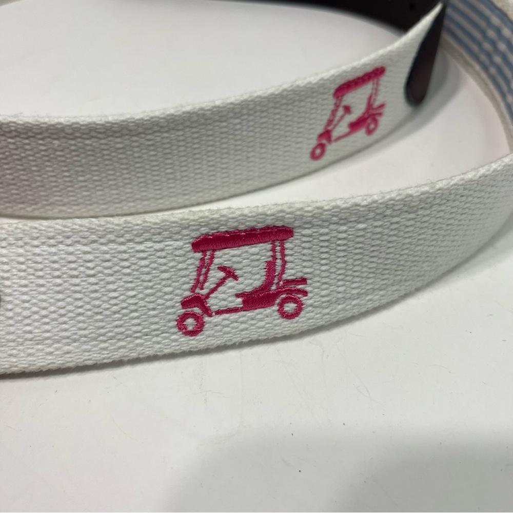 WALTER HAGEN embroidered pink Golf Cart belt NWT LEATHER trim
